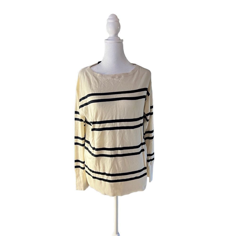 Banana Republic Women's  Cream & Black Stripe Pullover Sweater Size XS NWT
